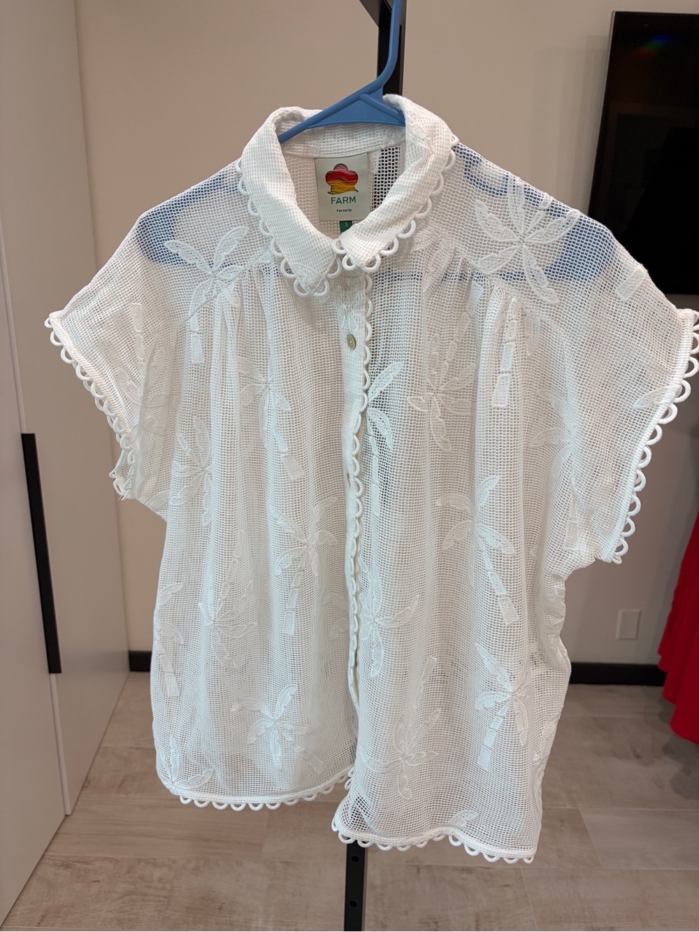 Farm Rio White Palm Tree Embroidered Shirt - Picture 11 of 12